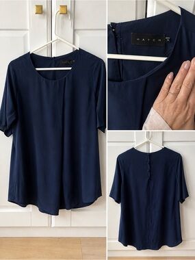 HATCH Maternity Navy Short Sleeve Blouse
